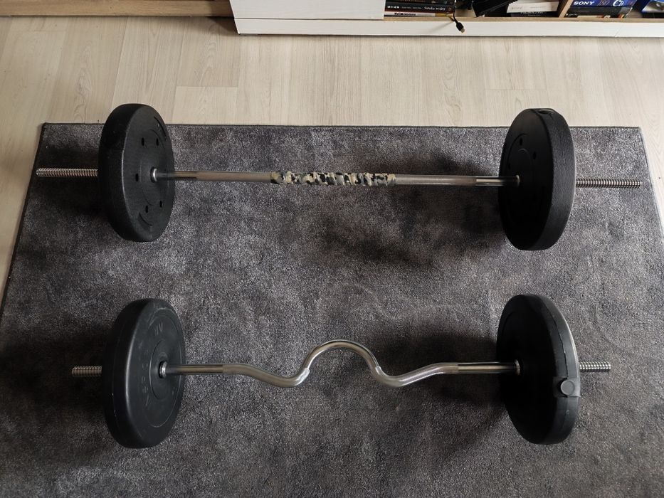 Sztanga prosta 150 cm sztanga łamana 120 cm obciążenie bitumicznym 40k