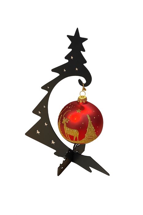 Stojak metalowy z bombką szklaną, dekoracja