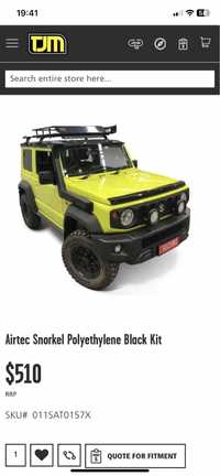 Suzuki Jimny gen4 (2019+) шноркель TJM Airtec