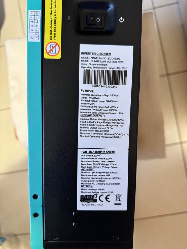 Гібридний сонячний інвертор Anern ECO-6200 6.2KW 48V WiFi