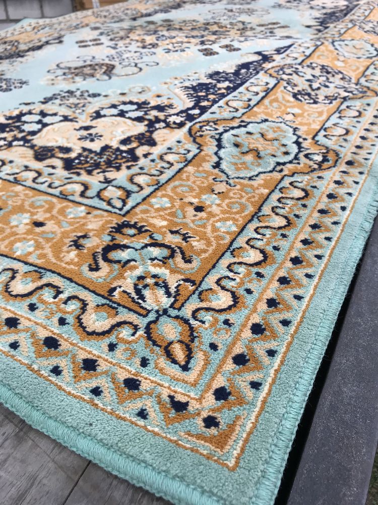 Dywan zielony 150 x 246 z pięknym wzorem