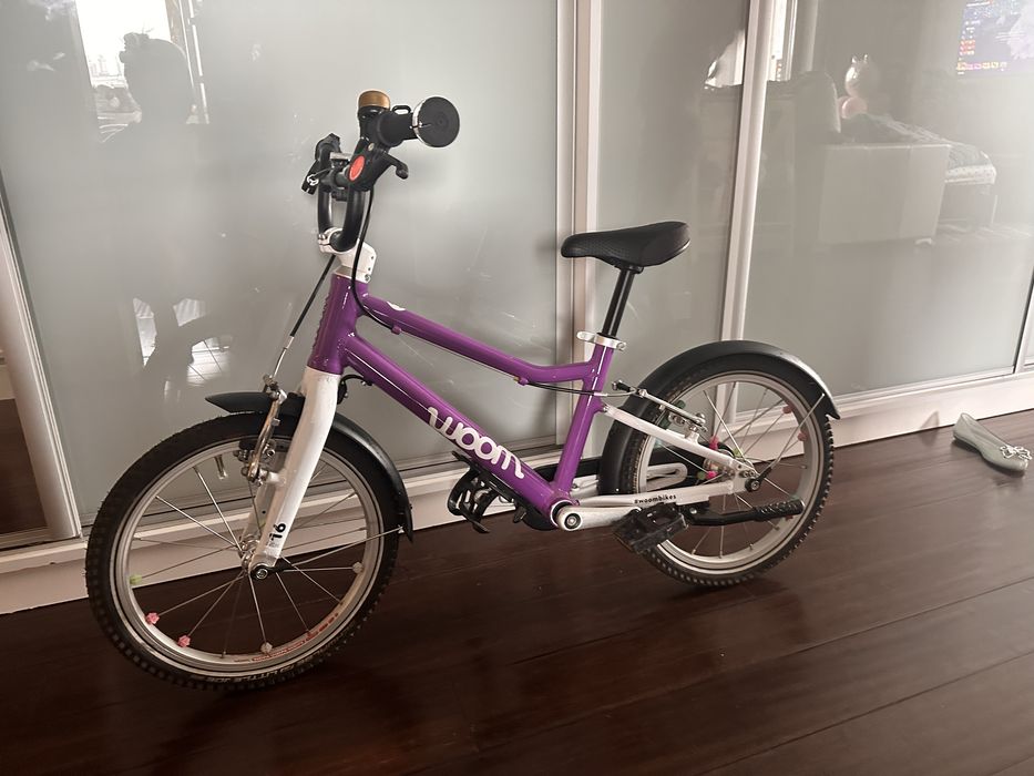 Rowerek Woom 3 , fiolet, purple, full wersja -dodatki