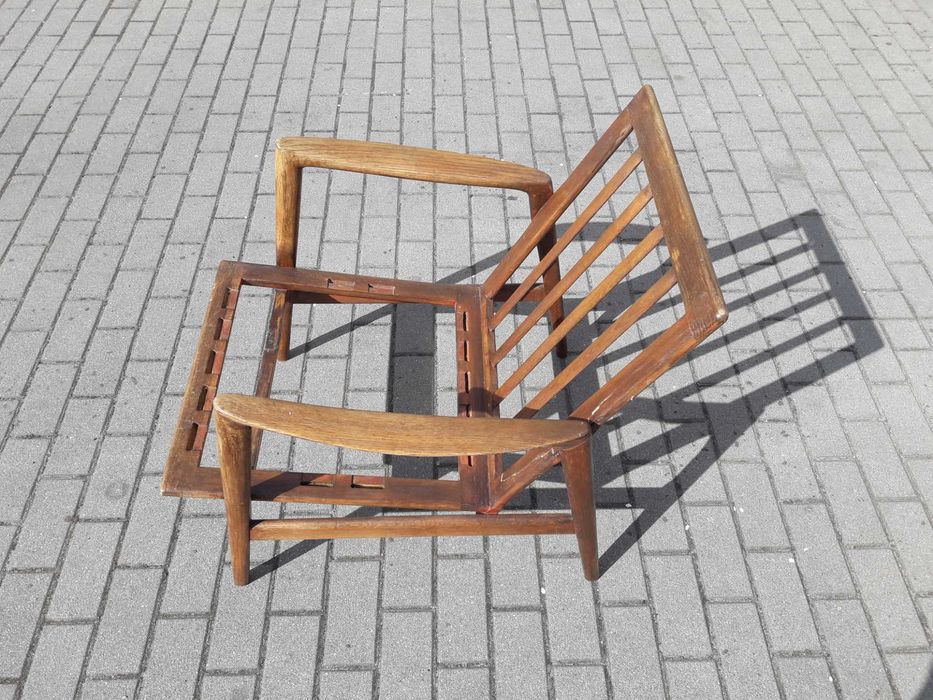 Fotel PRL Stefan jesion / dąb design skandynawski lata 60 70 Vintage