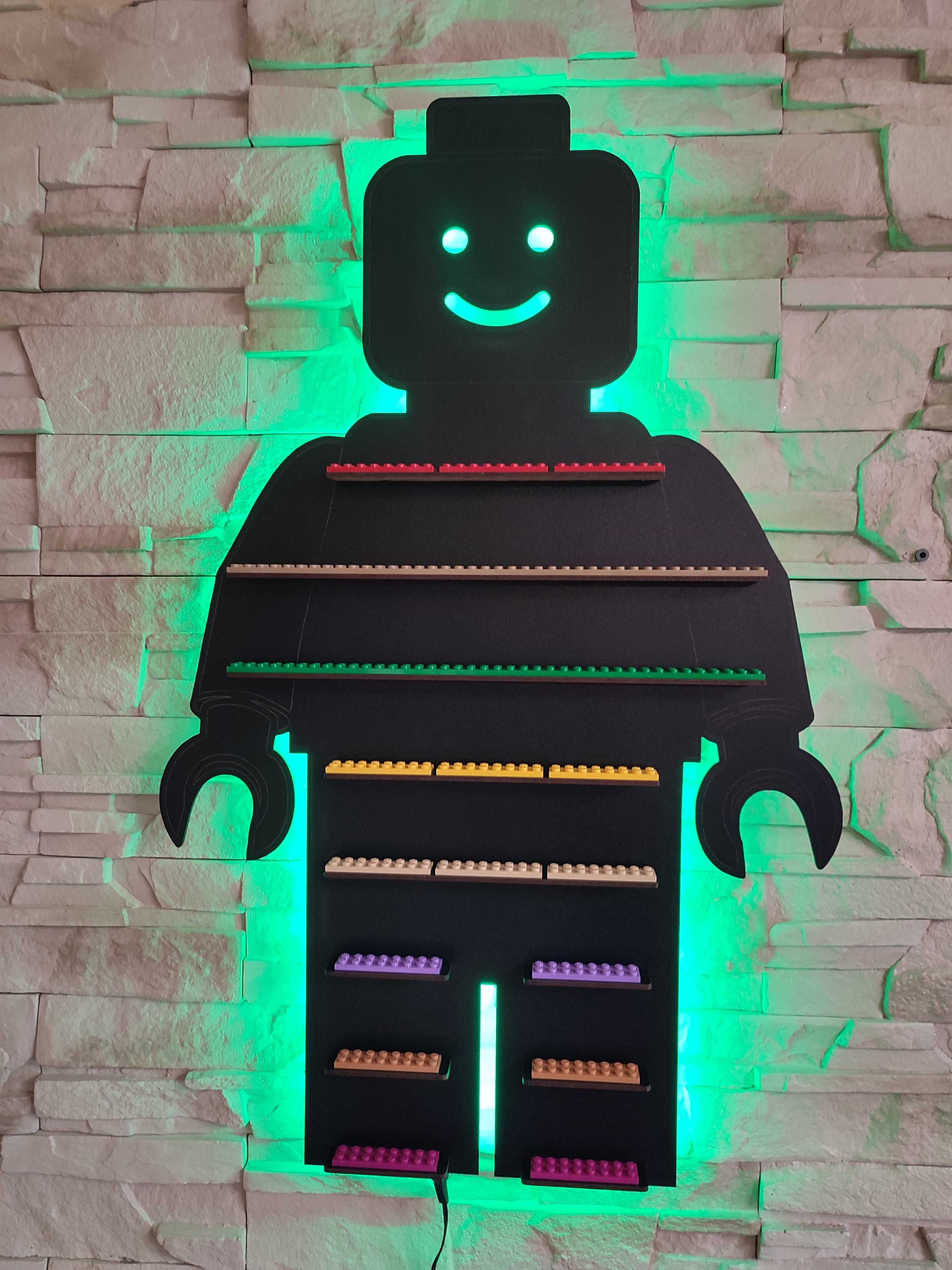 Półka lampka led ludzik 68x43 71szt figurki ludziki pilot prąd  lego