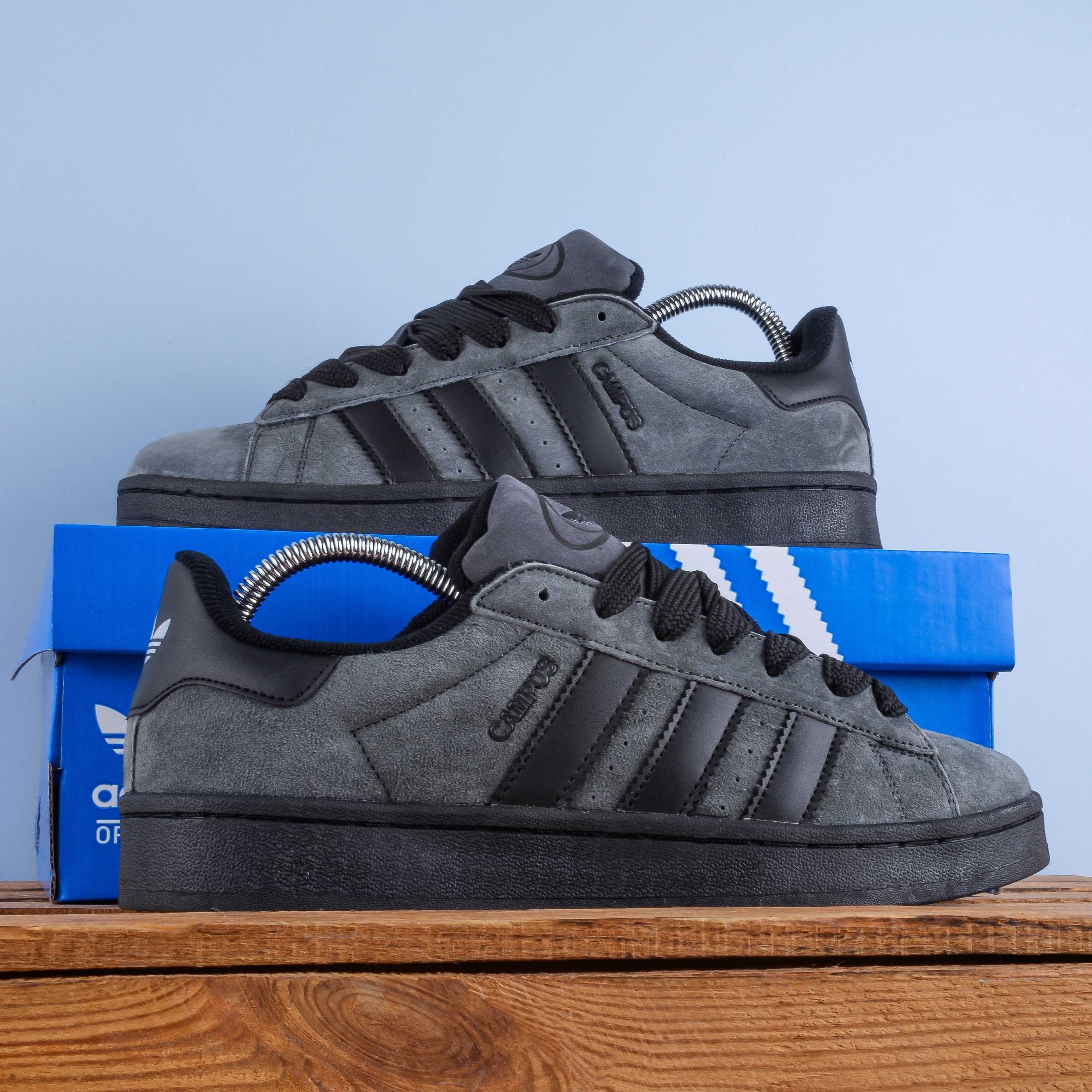 (1947) Чоловічі Кросівки кеди Adidas Campus сірі з чорною (41-45)