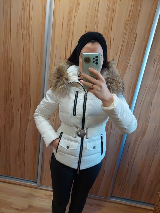 Kurtka biała zimowa puchowa używana jako narciarska Bogner