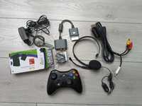 Oryginalny pad Xbox 360 + dysk 360GB + słuchawki i kable