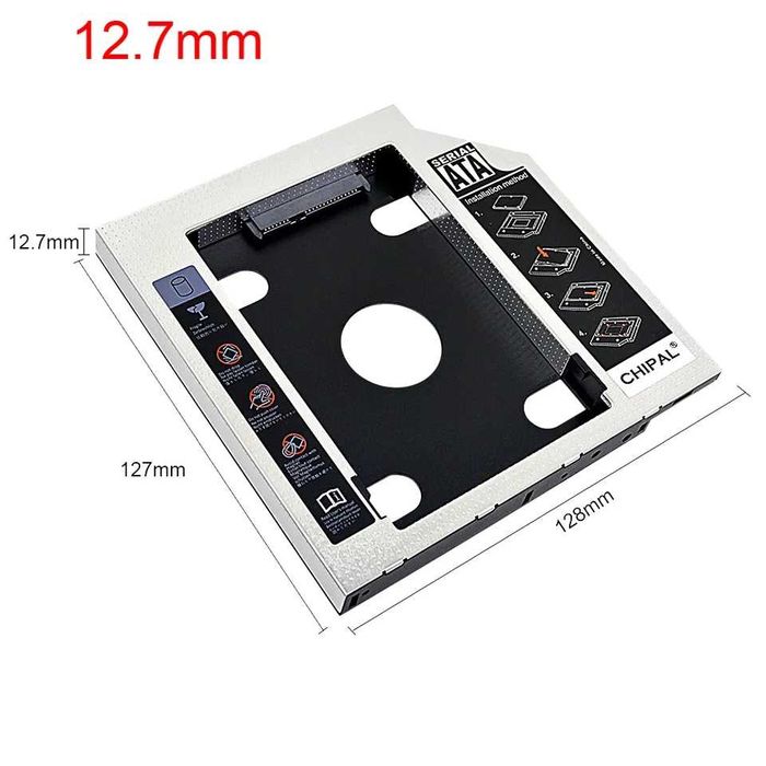 Карман-переходник Sata optibay caddy металл для HDD/SSD ноутбука