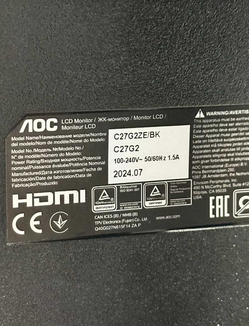 Monitor AOC C27G2ZE/BK | Jak nowy! Gwarancja!