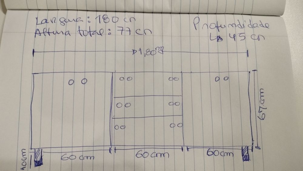 Aparador 1,80 madeira cerejeira pintado á mão