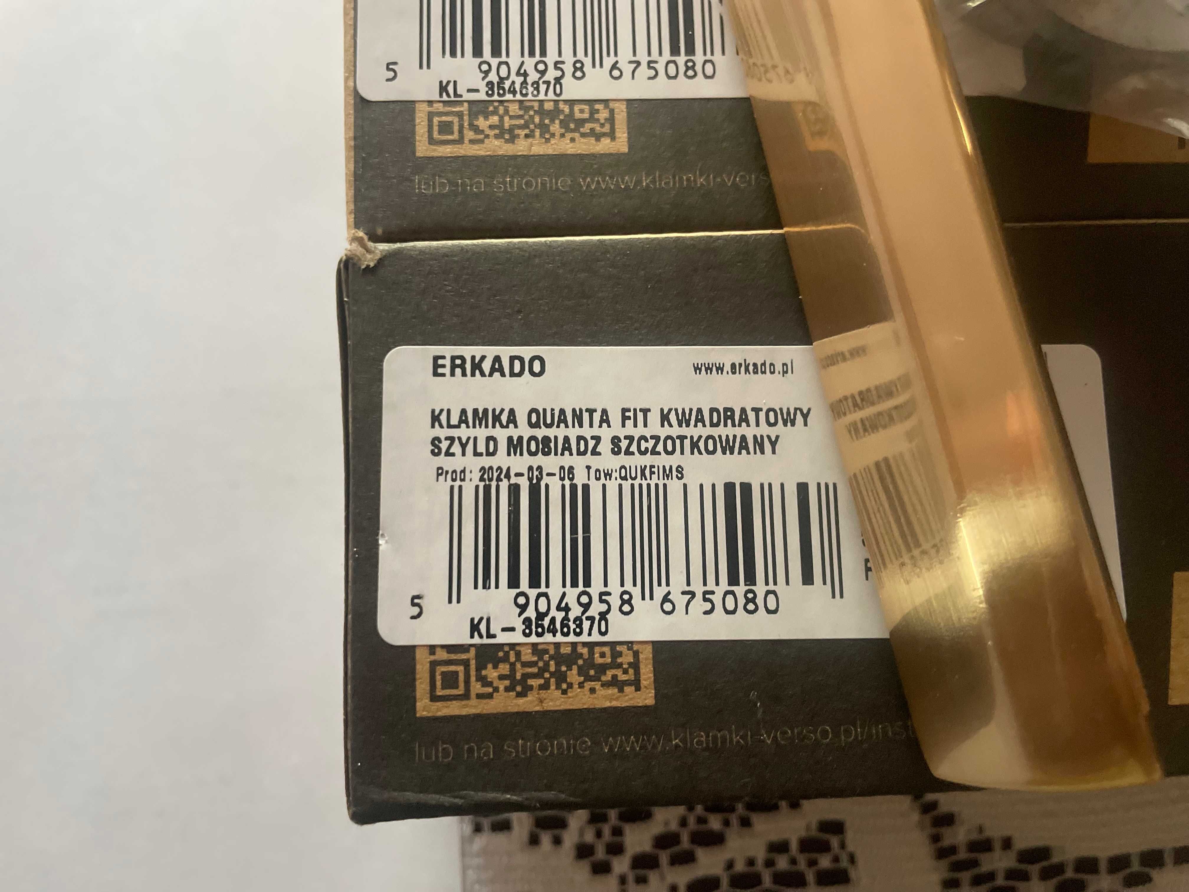 Klamka drzwiowa QUANTA FIT ERKADO mosiądz szczotkowany - 11 szt. nowe
