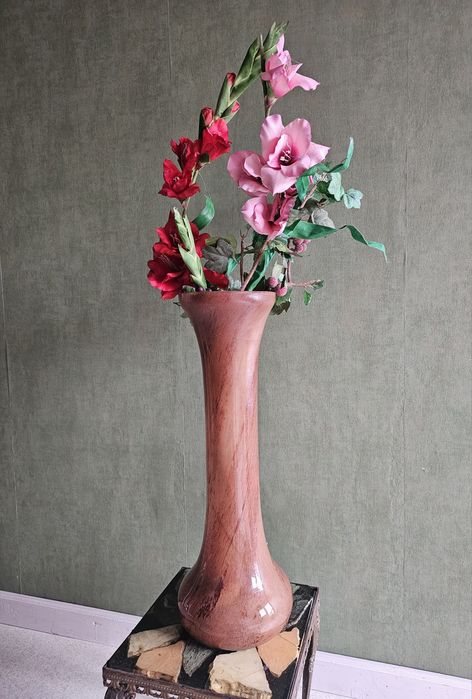 Wysoki wazon podłogowy  szklany