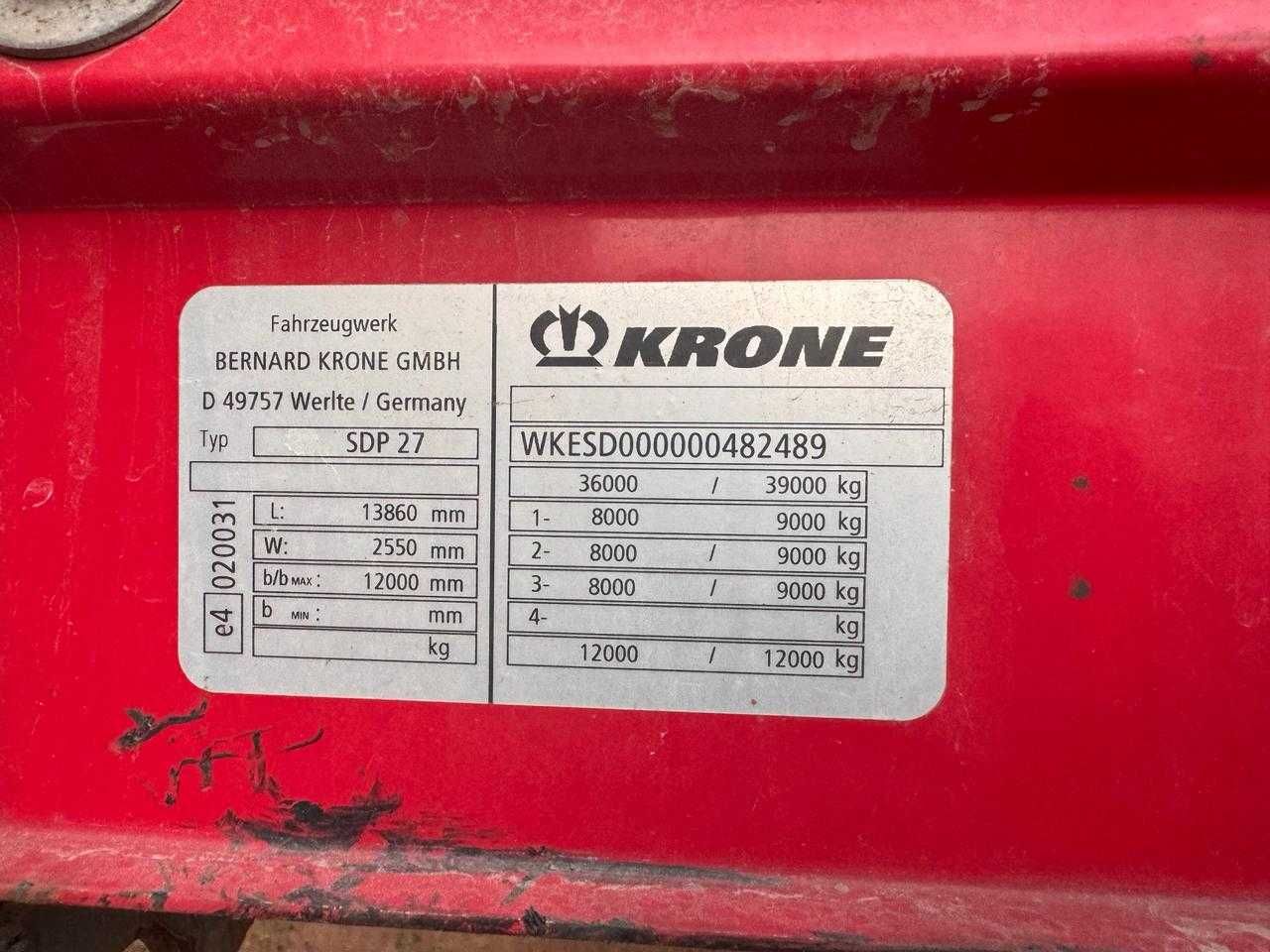 Naczepa Firanka Krone SDP 27 / STANDARD / OSIE BPW / 2011
