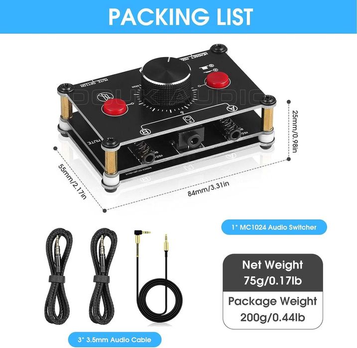 mini 2-droż przełącznik audio 3,5 mm MIC A&B przełącznik wyboru stereo