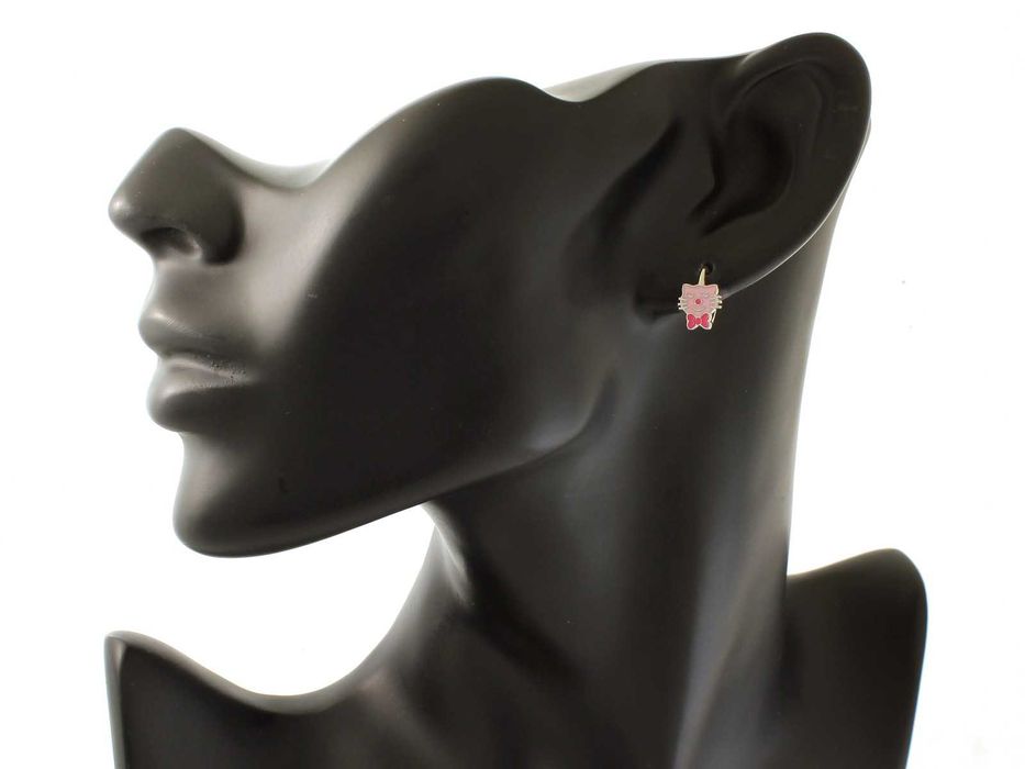 Cudowne SREBRNE kolczyki KOTKI emaliowane PRÓBA 925