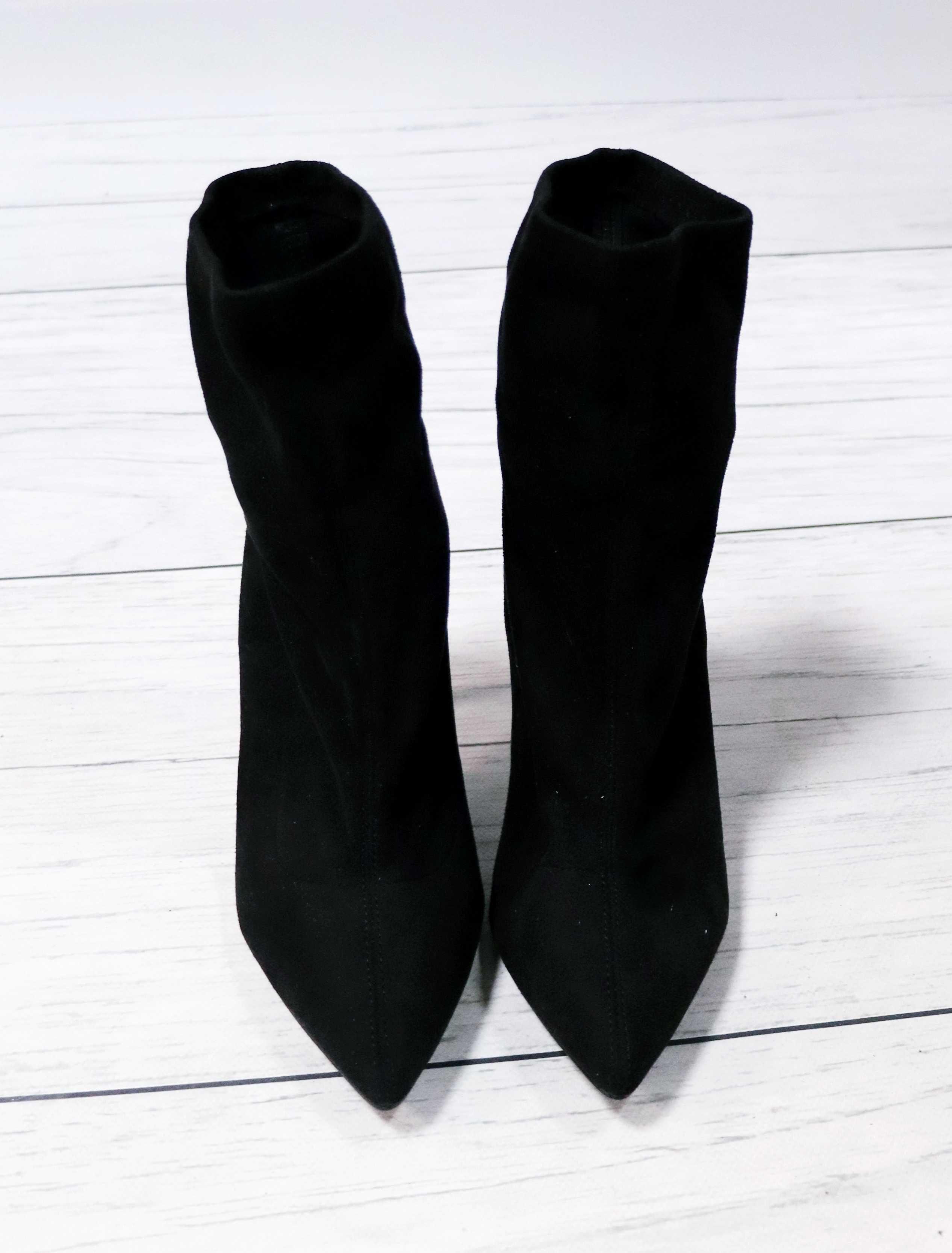Nowe czarne botki skarpeta Boohoo r. 39