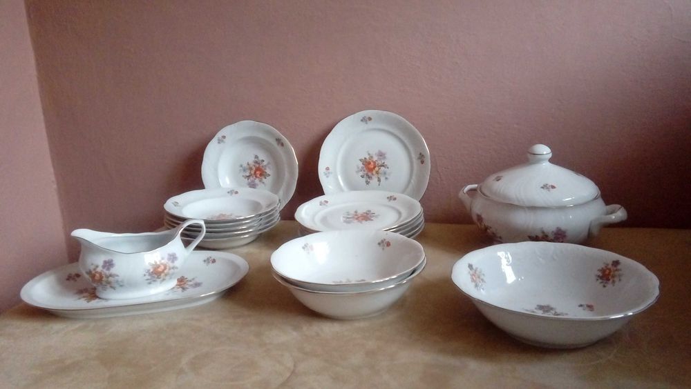 Zastawa obiadowa 6-osobowa, porcelana Wawel, PRL