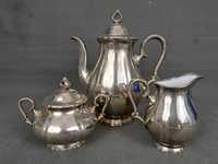 Przedwojenny zestaw kawowy Rosenthal, porcelana srebrzona, platerowana
