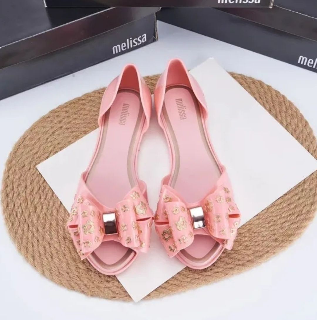 Buty sandały melissa różowe złote kokarda 37 38