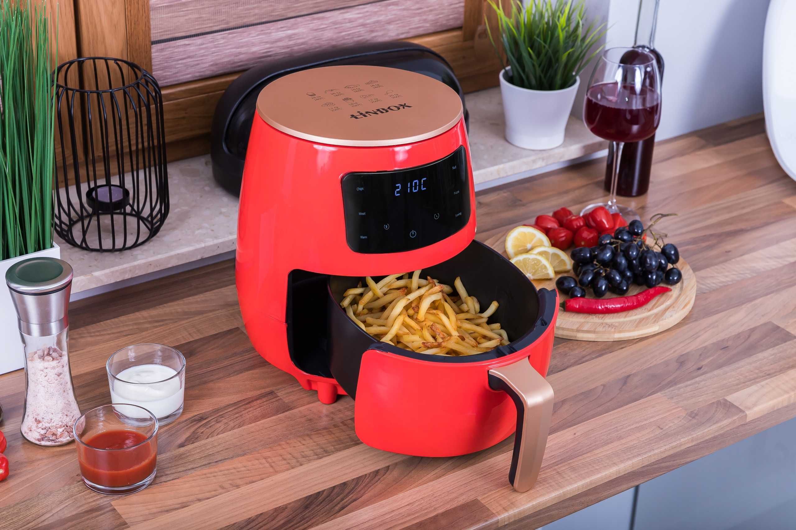 [OUTLET] Frytkownica 4,5L 1400W beztłuszczowa Linbox  CZERWONA