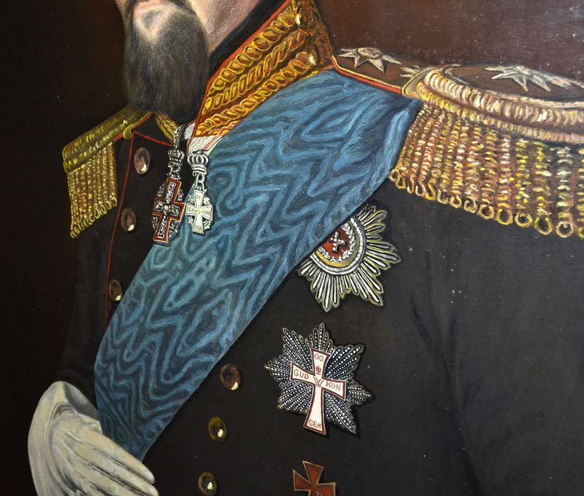 Imponente Pintura a Oleo, Rei Frederico VII da Dinamarca