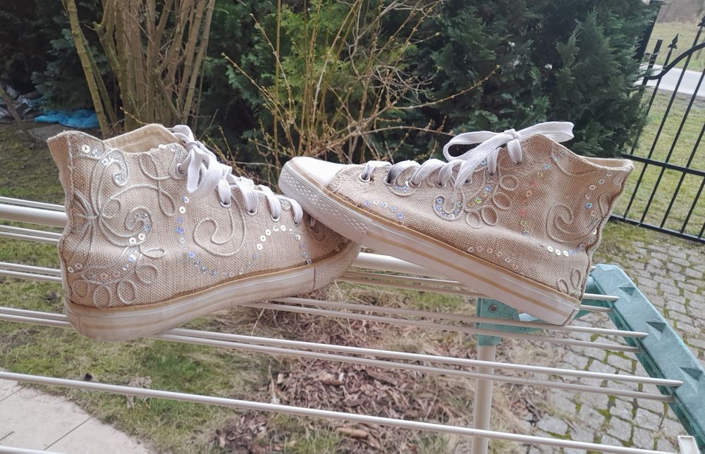 Trampki z juty z cekinami 41