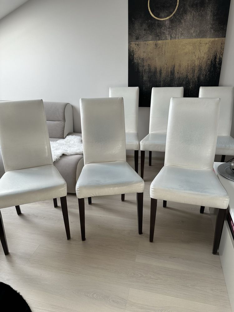 Krzesła eko skóra białe