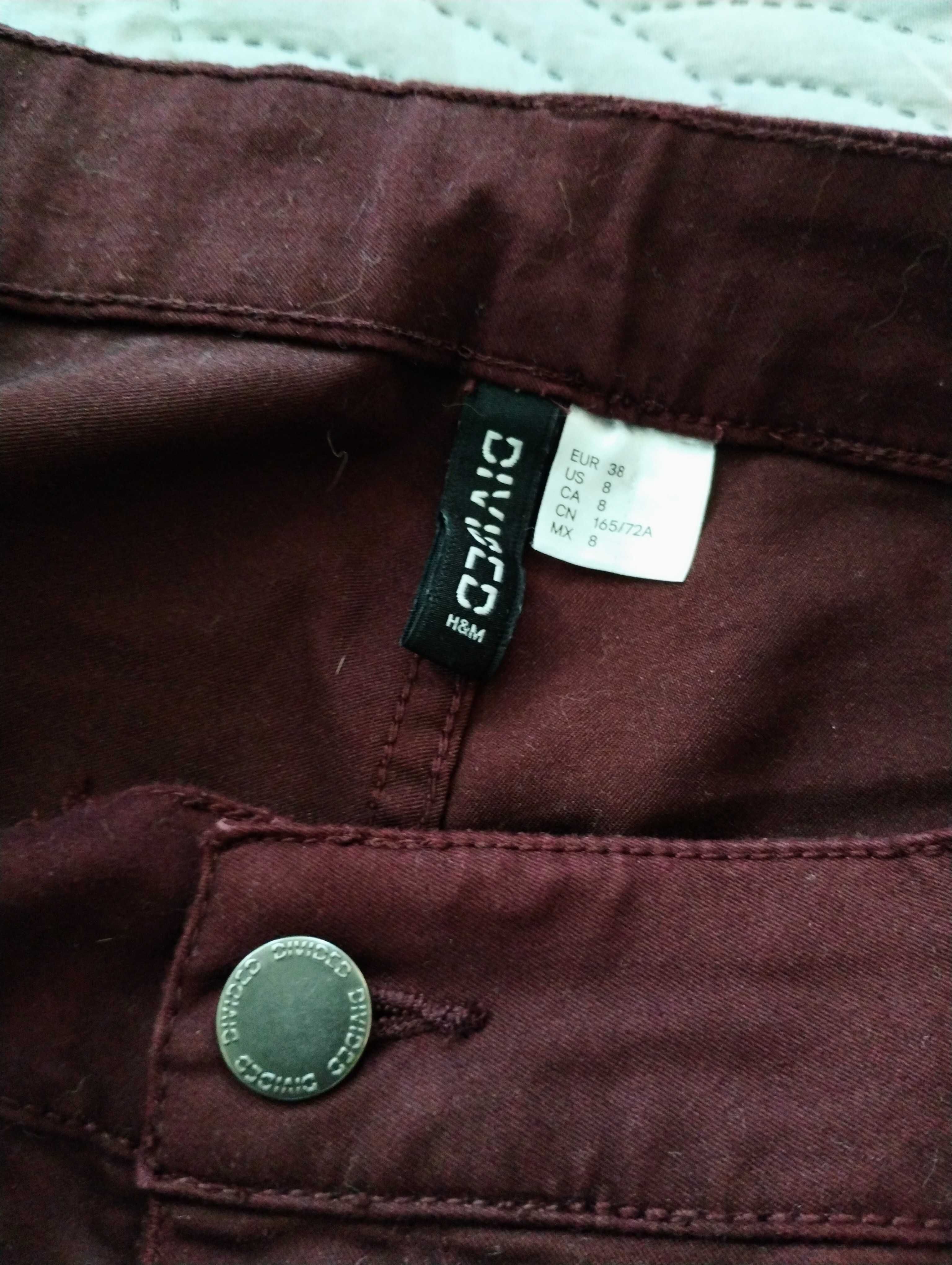 Szorty shorts bordo burgund H&M 38 M wysoki stan