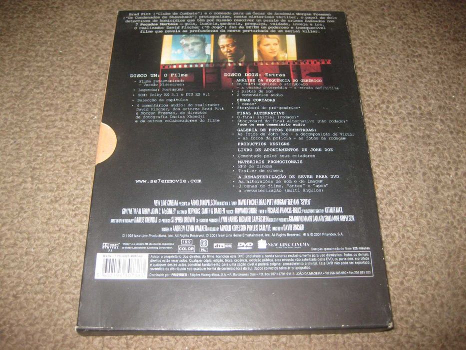 "Seven- Sete Pecados Mortais" com Brad Pitt/2 DVDs/Digipack