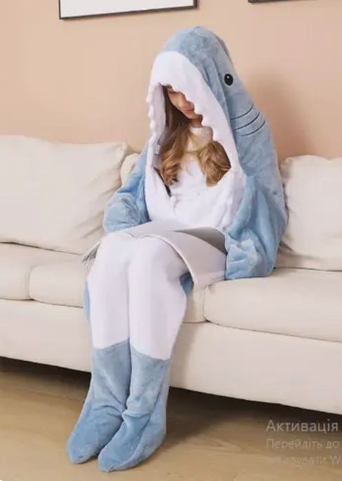 Пижама акула, кигуруми,плед плюшевый,спальный мешок для взрослых
