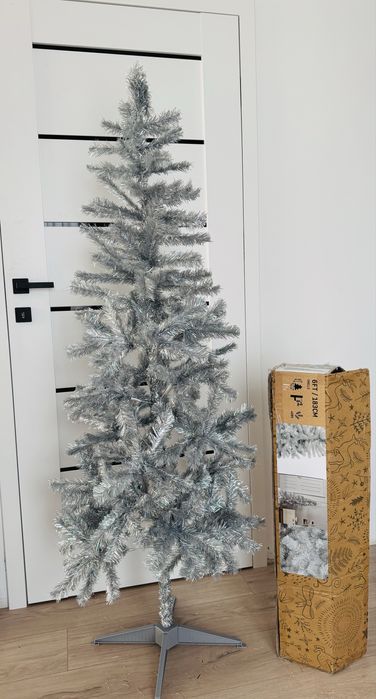 Sztuczna choinka srebrna 183 cm