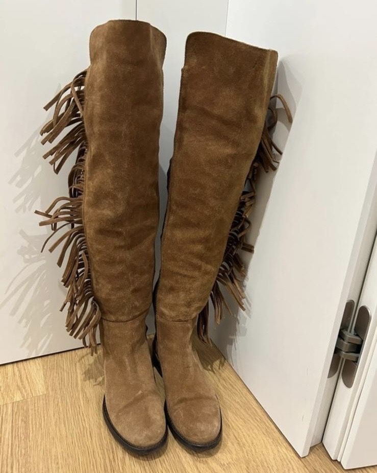 Botas camel pele genuina