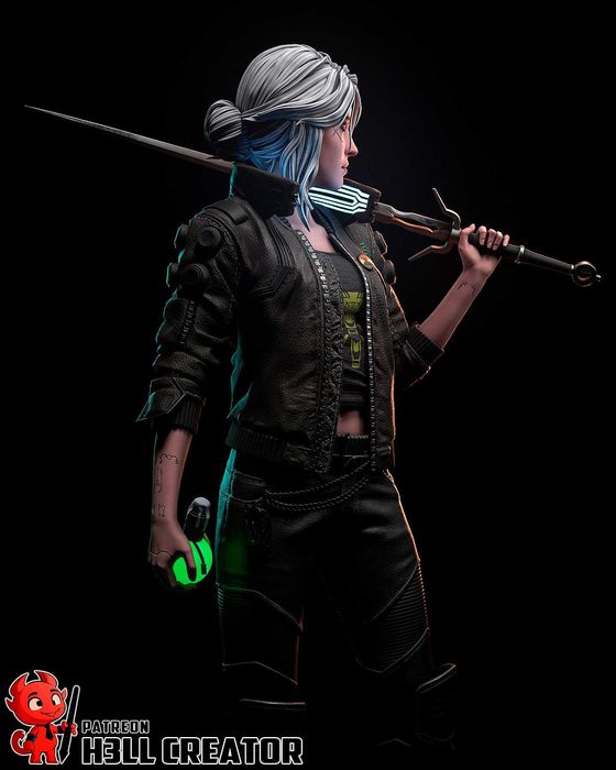 Figurka Ciri, Cyberpunk 2077, Wiedźmin, Żywica, Ręcznie Malowana