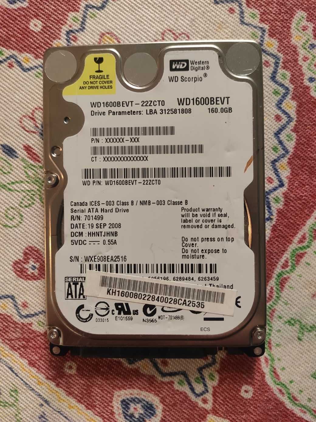 Disco Western DIgital 160Gb Sata de 5400rpm