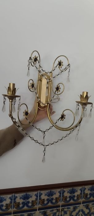 Aplique cristal italiano, dourado