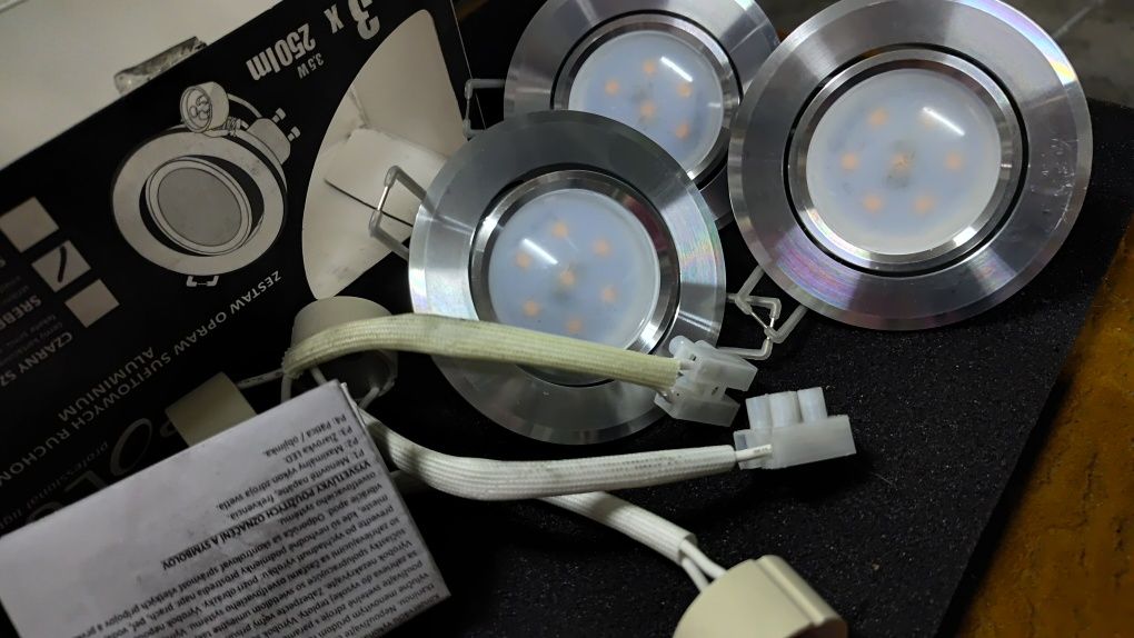 Zestaw opraw sufitowych ruchomych led aluminium 3szt.