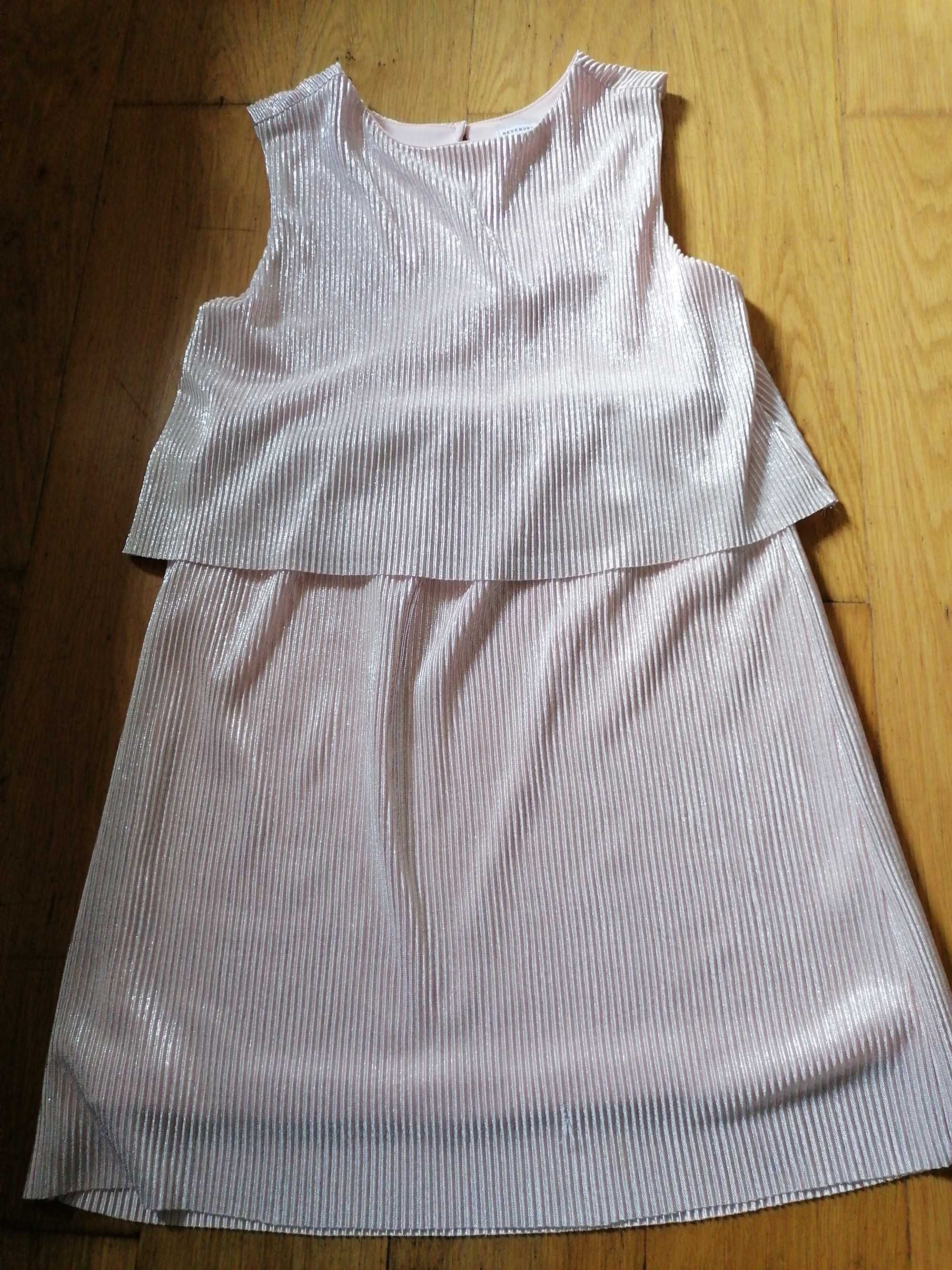 Sukienka Reserved rozmiar 140 różowo-srebrna