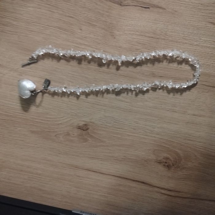 Naszyjnik damski korale łańcuszek serce kryształ górski