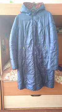 Куртка-пальто жіноча на дві сторони (синій і червоний)