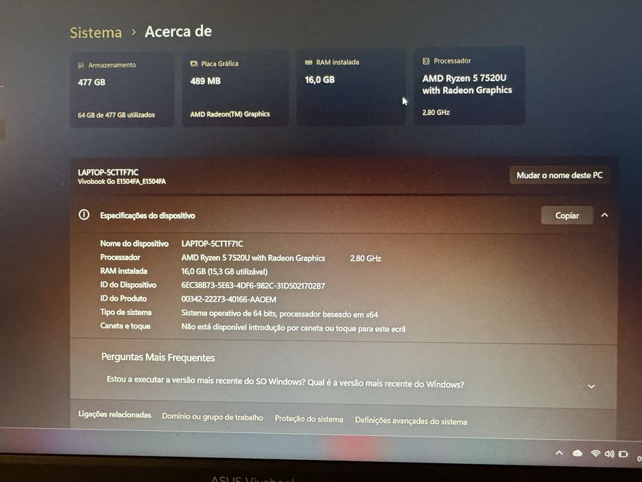 Portatil Asus Vivobook Go E1504FA