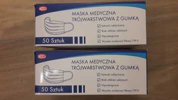 Maseczka maska medyczna 3-warstwowa x 50 szt