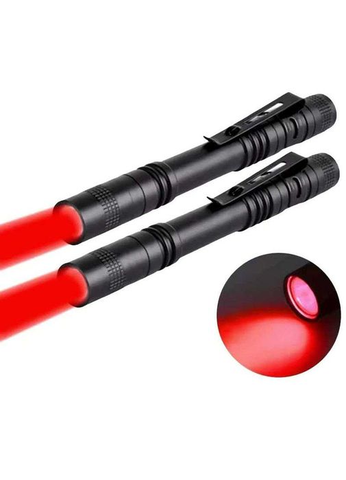 Ліхтарик з червоним світлом яскравий метал красный фонарик компакт