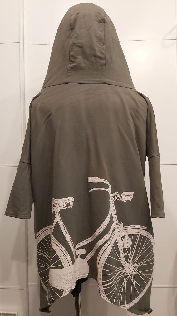 Bluza oversize z kapturem z nadrukiem roweru