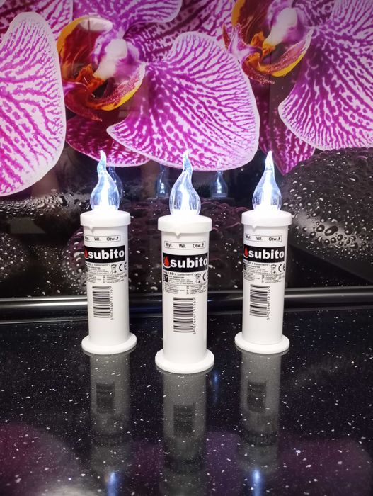 Subito 16,5 cm. zestaw 3 szt. wkład led do zniczy biały