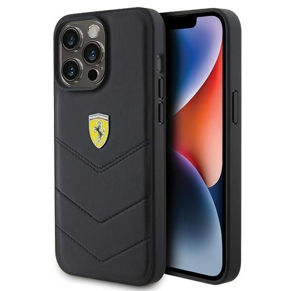 Etui Ferrari Quilted Metal Logo Na Iphone 15 Pro Max - Czarne