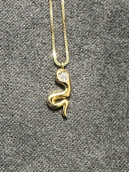 Colar - Serpente com diamante - 18 K  - 0.01ct. tw. Diamante (Natural)