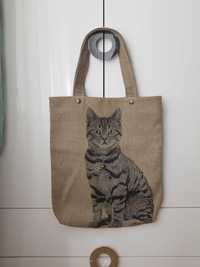 Шопер, сумка, торба мішковина з котом