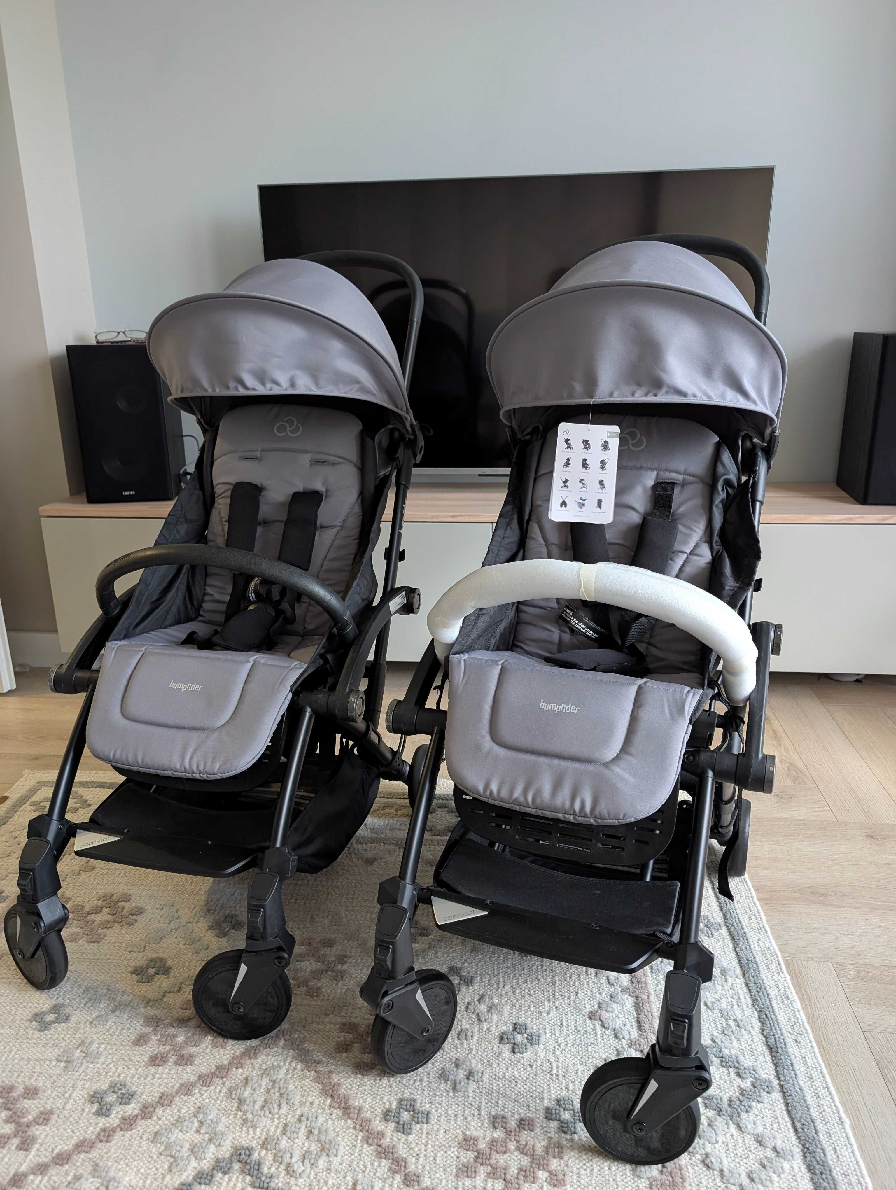Коляски 2в1 для двійні Bumprider Connect 3 + аксесуари