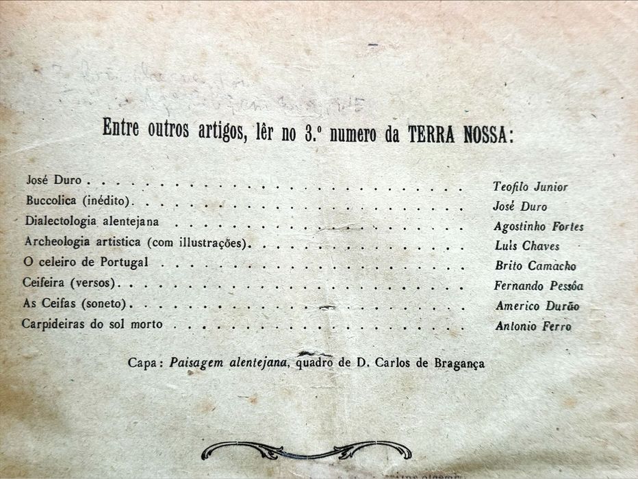 Fernando Pessoa - 1916 - “Ceifeira” - Revista Terra Nossa