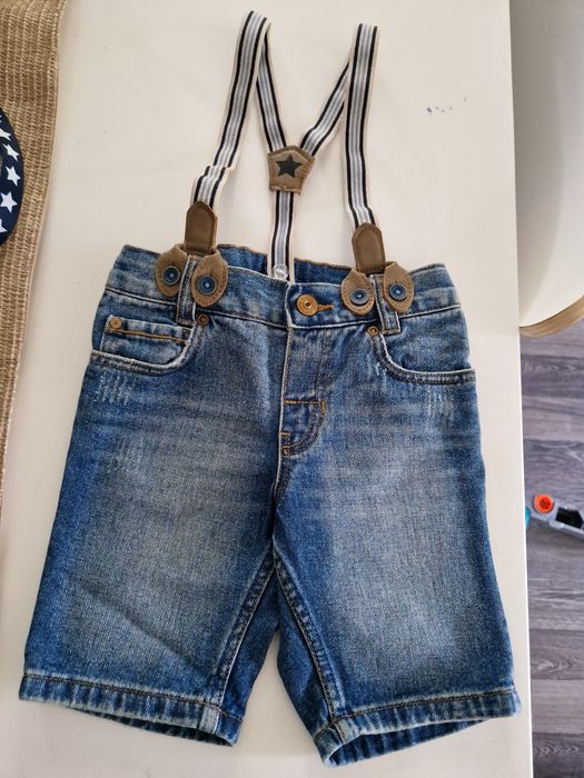 Szorty jeansowe hm z szelkami i regulacją w pasie